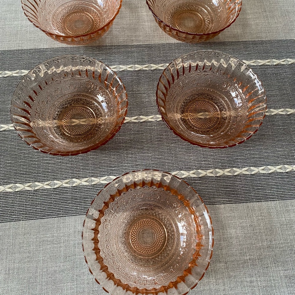 Set of 5 Vintage Pink Depression Glass Bowls, KIG Indonesia - Picture 6 of 6